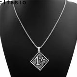 Men's 1% ER Outlaw Biker Pewter Pendant Stainless Steel Chain