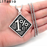 Men's 1% ER Outlaw Biker Pewter Pendant Stainless Steel Chain