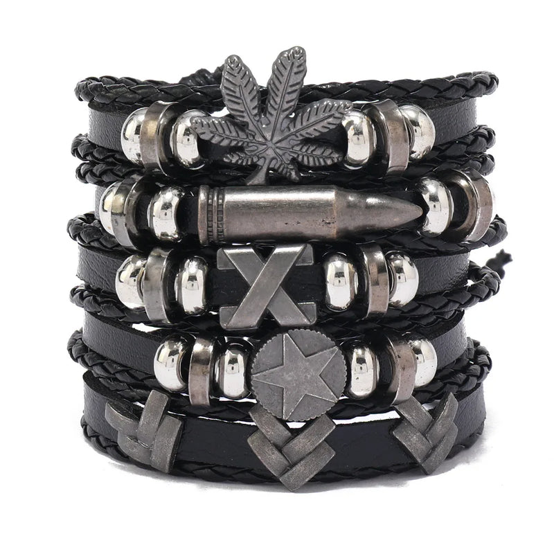 Men's Punk Rivet Leather Bracelet