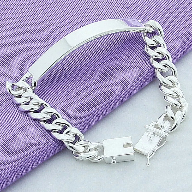 925 Silver Classic 10mm Link Chain Bracelet for Men/Women
