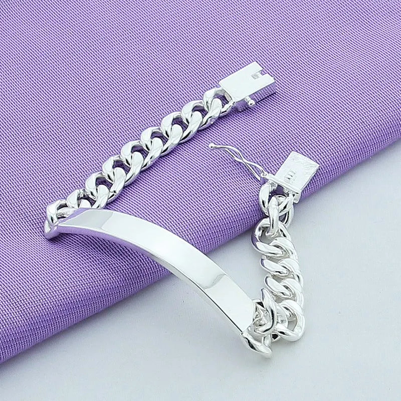 925 Silver Classic 10mm Link Chain Bracelet For Men