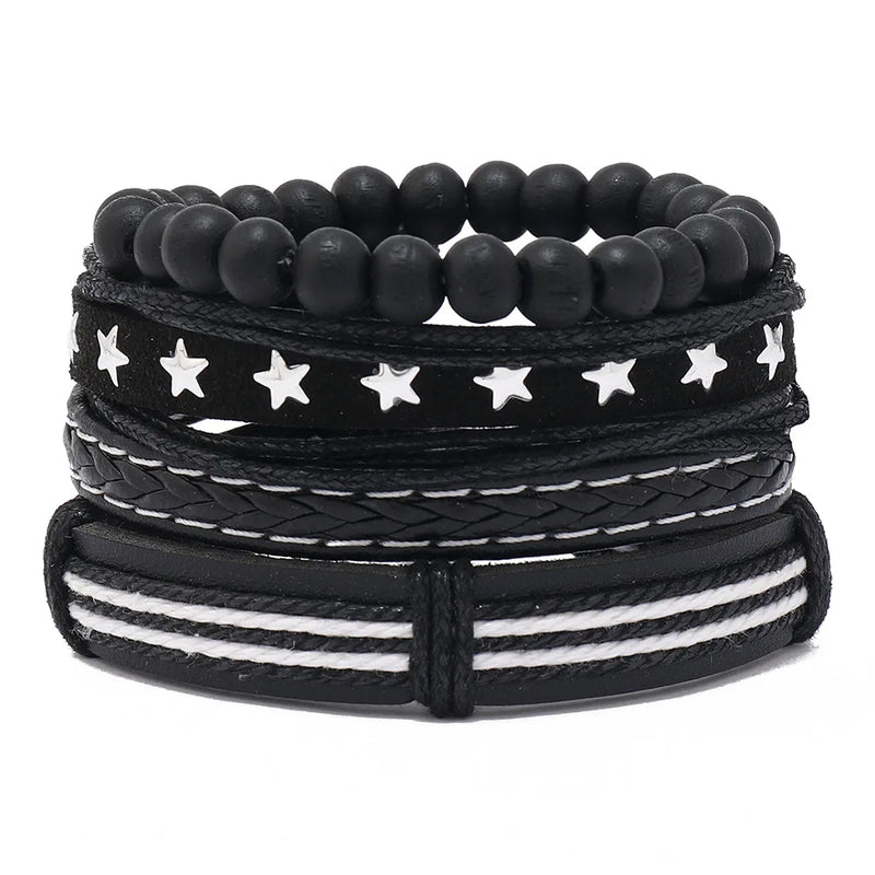 Men's Hand-Woven DIY 4-Piece Star Charm Bracelet