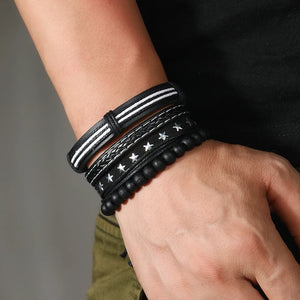 Men's Hand-Woven DIY 4-Piece Star Charm Bracelet