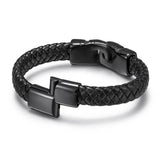 Men's Bracelet Euro-American Style Stainless Steel Hand Braided Bangle