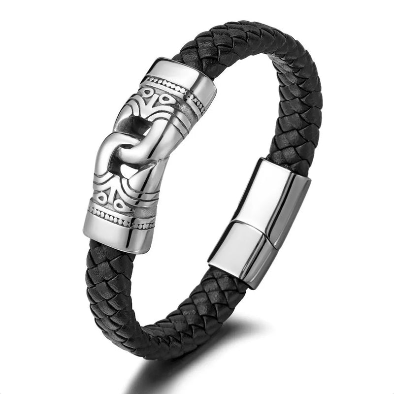 Men's Bracelet Euro-American Style Stainless Steel Hand Braided Bangle