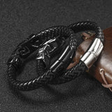 Men's Bracelet Euro-American Style Stainless Steel Hand Braided Bangle