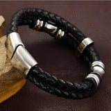 Men's Braided Leather Bracelet Wristband