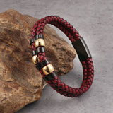 Men's Punk Leather Bracelet with Gem Retro Jewelry