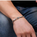 Men's S925 Silver Hand-woven Bracelet Domineering Retro Couple Gift Bangle