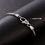 Men's S925 Silver Hand-woven Bracelet Domineering Retro Couple Gift Bangle