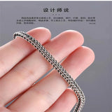 Men's S925 Silver Hand-woven Bracelet Domineering Retro Couple Gift Bangle