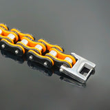Men's Stainless Steel Orange Motorcycle Chain Bracelet