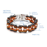 Men's Stainless Steel Orange Motorcycle Chain Bracelet