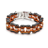 Men's Stainless Steel Orange Motorcycle Chain Bracelet