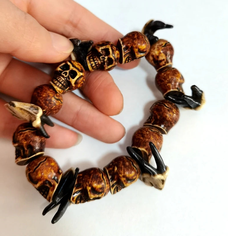 Men's Skull Tooth Bracelet Gothic Biker Motorcycle Band