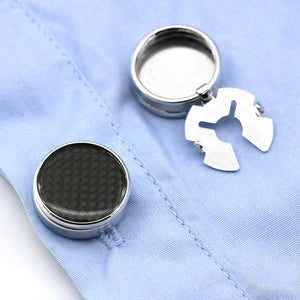Carbon Fibre Cufflinks for Men - Business Dress Cuff Buttons