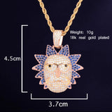 Men's Cartoon Character Face Pendant Iced Out Necklace Hip Hop Jewelry