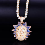 Men's Cartoon Character Face Pendant Iced Out Necklace Hip Hop Jewelry