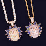 Men's Cartoon Character Face Pendant Iced Out Necklace Hip Hop Jewelry