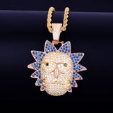 Men's Cartoon Character Face Pendant Iced Out Necklace Hip Hop Jewelry