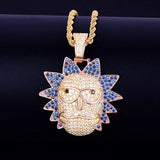 Men's Cartoon Character Face Pendant Iced Out Necklace Hip Hop Jewelry