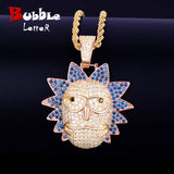 Men's Cartoon Character Face Pendant Iced Out Necklace Hip Hop Jewelry