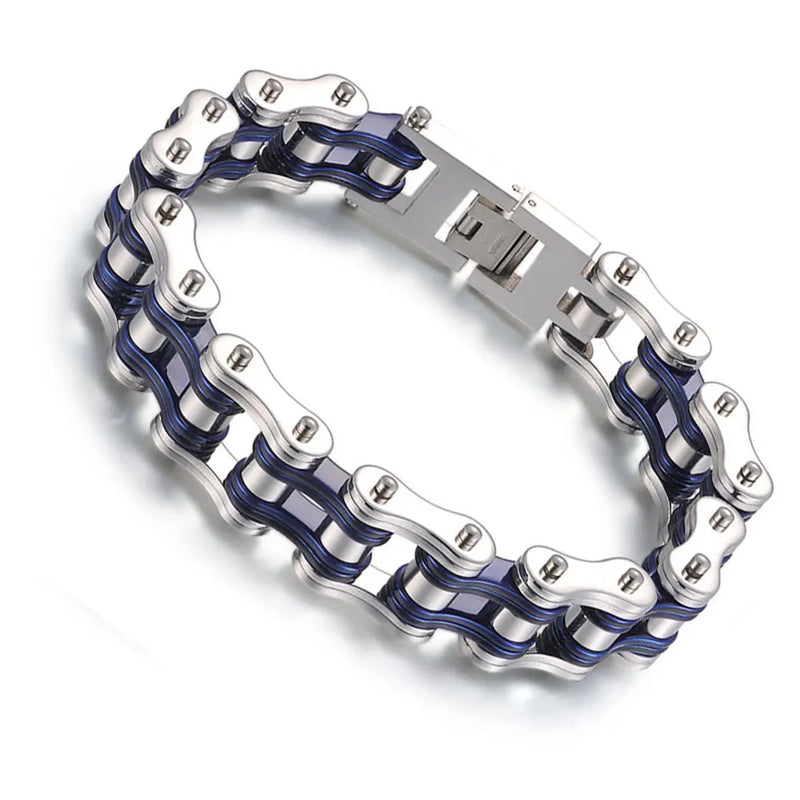 Men's Stainless Steel Chain Link Bracelet Punk Biker Bicycle Motorcycle