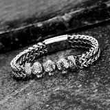 Golden Leopard Head Bracelet Stainless Steel Punk Chain Couple Bracelet