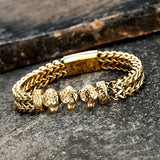 Golden Leopard Head Bracelet Stainless Steel Punk Chain Couple Bracelet