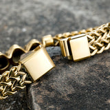 Golden Leopard Head Bracelet Stainless Steel Punk Chain Couple Bracelet