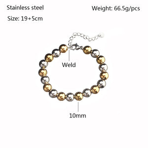 Men's Stainless Steel PVD Waterproof Beaded Bracelet