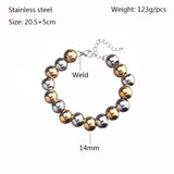 Men's Stainless Steel PVD Waterproof Beaded Bracelet
