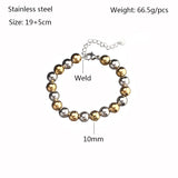 Men's Stainless Steel PVD Waterproof Beaded Bracelet