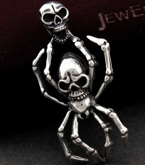 Men's Stainless Steel Gothic Spider Skull Pendant