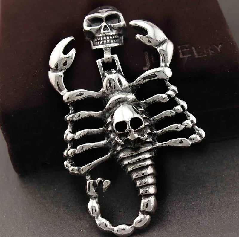 Men's Stainless Steel Skull Scorpion Pendant