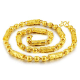 Men's 24K Plated Bead Necklace Chain Wedding Jewelry Gift