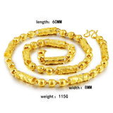 Men's 24K Plated Bead Necklace Chain Wedding Jewelry Gift