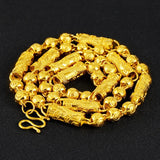 Men's 24K Plated Bead Necklace Chain Wedding Jewelry Gift