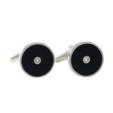 Men's Rhodium Plated Enamel & Crystal Cufflink & Studs Set