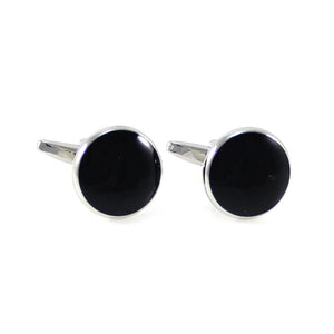 Men's Rhodium Plated Enamel Cufflink & Studs Set for Formal Wear