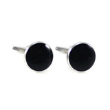 Men's Rhodium Plated Enamel Cufflink & Studs Set for Formal Wear