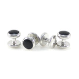 Men's Rhodium Plated Enamel Cufflink & Studs Set for Formal Wear