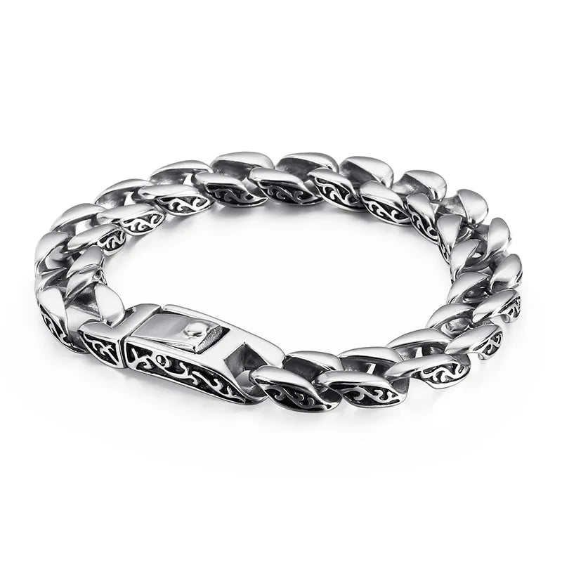 Men's Retro Stainless Steel Lace Bracelet High Metal Chain Punk Jewellery