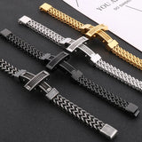 Men's Stainless Steel Faith Cross Bracelet with Magnet Clasp