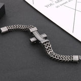 Men's Stainless Steel Faith Cross Bracelet with Magnet Clasp