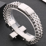 Men's Stainless Steel Faith Cross Bracelet with Magnet Clasp