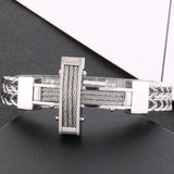 Men's Stainless Steel Faith Cross Bracelet with Magnet Clasp