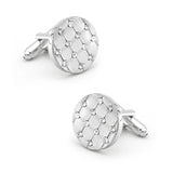 Men's Crystal Cuff Links Copper Silver Round Check Cufflinks