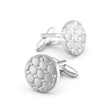 Men's Crystal Cuff Links Copper Silver Round Check Cufflinks