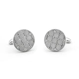 Men's Crystal Cuff Links Copper Silver Round Check Cufflinks